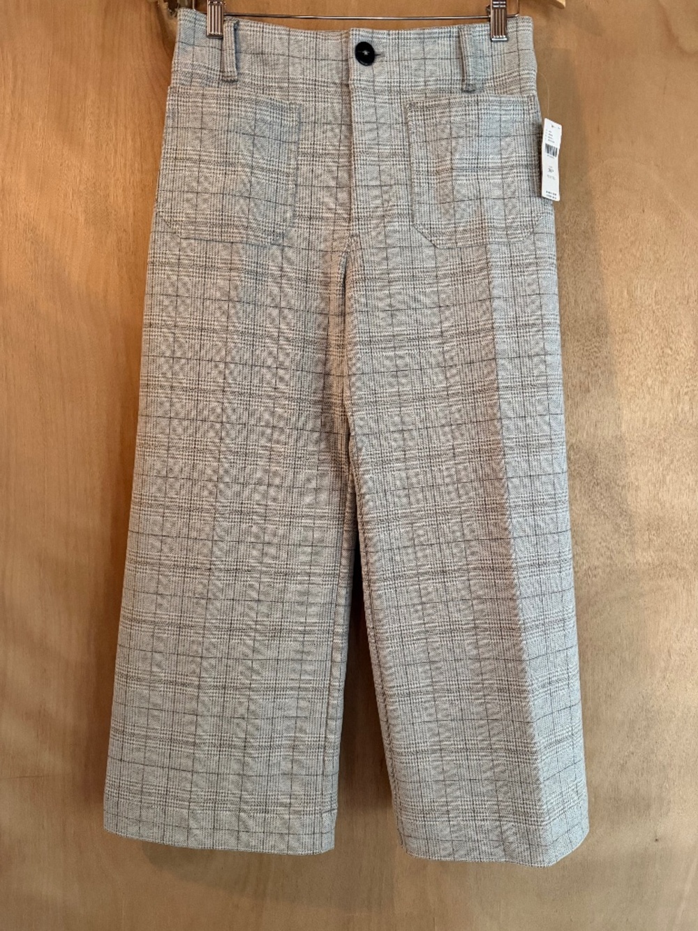 NWT Anthropologie Colette Crop Grey Plaid Pant Size 28P